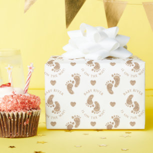 Papier Cadeau Parties scintillant d'or personnalisée Baby shower