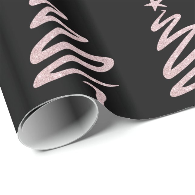 Papier Cadeau Parties scintillant d'or Rose et Motif d'arbre de  (Coin rond)