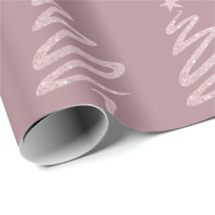 Papier Cadeau Parties scintillant d'or rose et Motif d'arbre de 