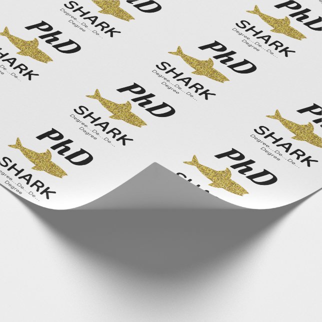 Papier Cadeau Parties scintillant d'or Shark PhD (Coin)