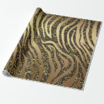 Papier Cadeau Parties scintillant d'or Sparkle Zebra Jungle Safa<br><div class="desc">papier d'emballage personnalisé</div>