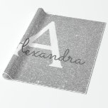 Papier Cadeau Parties scintillant en argent de luxe et Monogramm<br><div class="desc">Parties scintillant de luxe Silver Faux et papier d'enveloppement élégant et étincelant. Ce papier d'emballage cadeau peut être customisé pour inclure votre nom initial et prénom pour un paquet cadeau pour un Baby shower de fille,  Fête des mariées,  Bachelorette Party ou Fille's Birthday Party.</div>