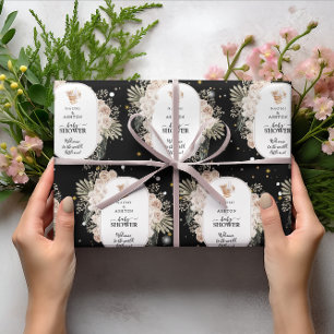Papier Cadeau Parties scintillant noire Baby shower simple mais