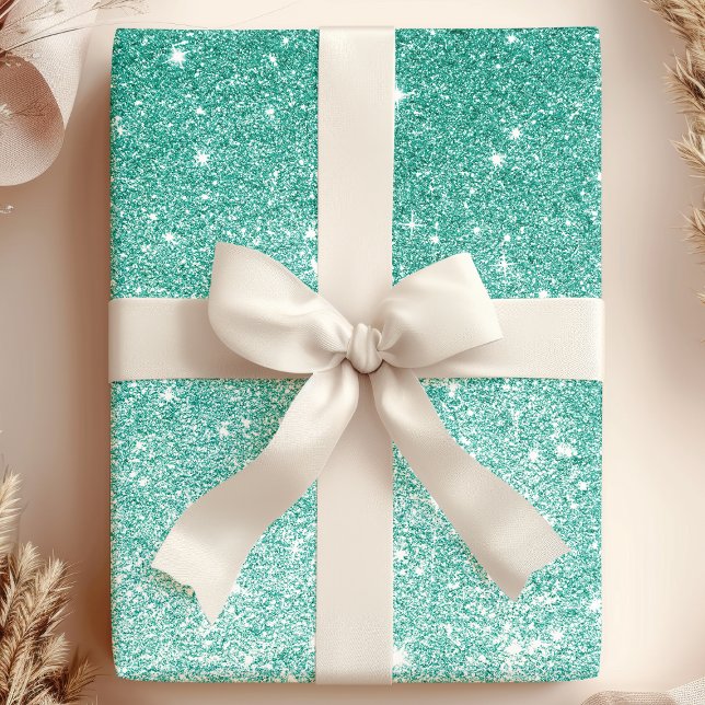 Papier Cadeau Parties scintillant Ombre turquoise (Créateur téléchargé)