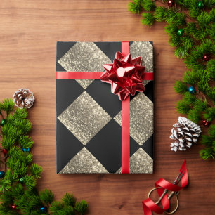 Papier Cadeau Parties scintillant or métal noir Abstrait chic