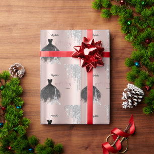 Papier Cadeau Parties scintillant, Robe, Tour Eiffel Sweet 16