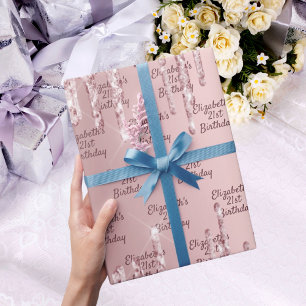 Papier Cadeau Parties scintillant rose d'anniversaire gouttes ro