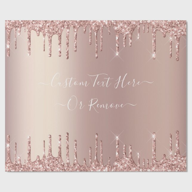 Papier Cadeau Parties scintillant rose Gold Blush Éclats Texte p (Plat)