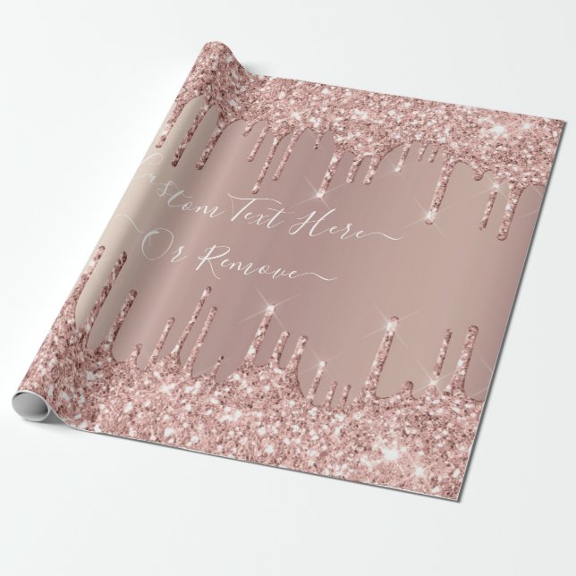 Papier Cadeau Parties scintillant rose Gold Blush - Votre texte (Déroulé)