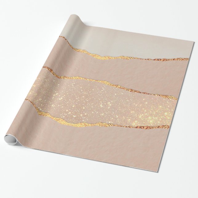 Papier Cadeau Parties scintillant Rose Gold de luxe (Déroulé)
