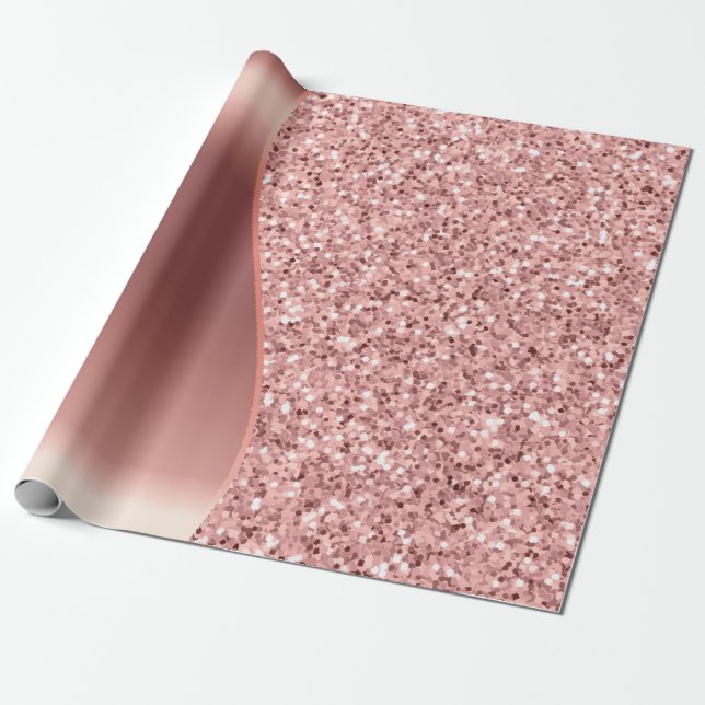 Papier Cadeau Parties scintillant rose or (Déroulé)