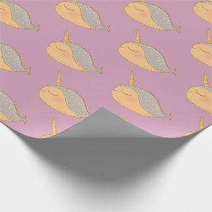 Papier Cadeau Parties scintillant rose or Narwhal Unicorne de la