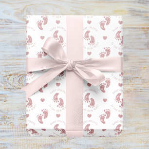 Papier Cadeau Parties scintillant rose personnalisée Baby shower