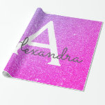 Papier Cadeau Parties scintillant rose pourpre et monogramme éti<br><div class="desc">Parties scintillant Ombre Faux violet et rose et papier d'enveloppement élégant et étincelant. Ce papier d'emballage cadeau peut être customisé pour inclure votre nom initial et prénom pour un paquet cadeau pour un Baby shower de fille,  Fête des mariées,  Bachelorette Party ou Fille's Birthday Party.</div>