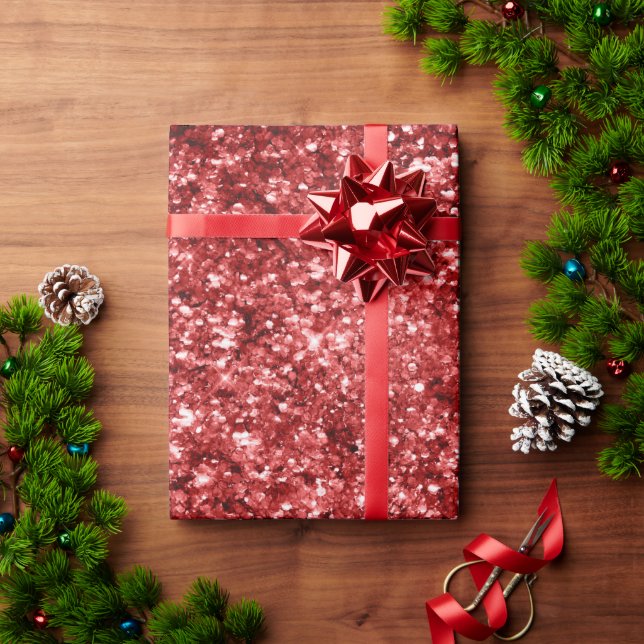 Papier Cadeau Parties scintillant rouge (Cadeau de vacances)