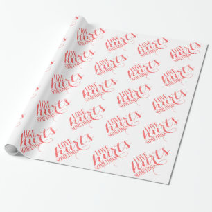 Papier Cadeau Parties scintillant rouge L'amour du texte fait ma