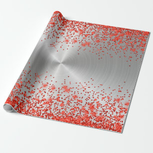 Papier Cadeau Parties scintillant Rouge métallique argenté ten