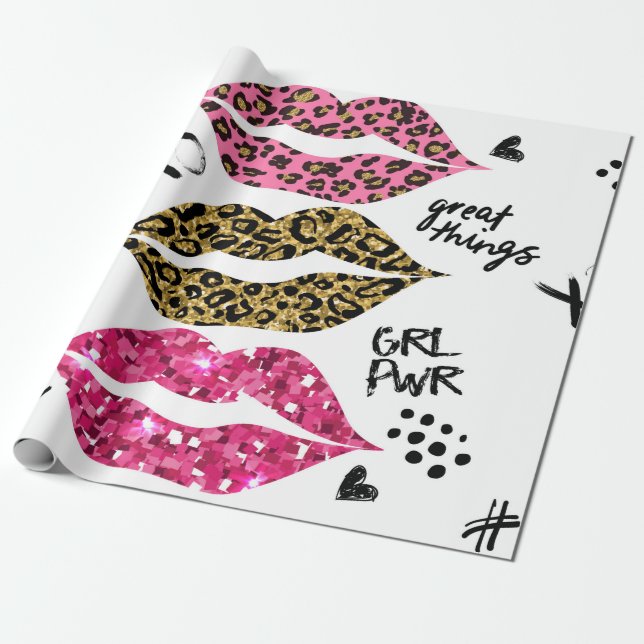 Papier Cadeau Parties scintillant typographie impression avec lè (Déroulé)