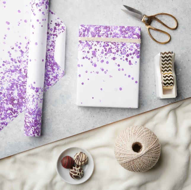 Papier Cadeau Parties scintillant violet blanc scintillant Noël  (Artisanat)