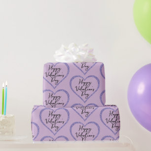 Papier Cadeau Parties scintillant violet Script romantique Saint