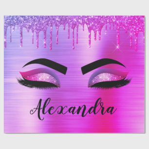 Papier Cadeau Parties scintillant violette Éclats d'émail Nom du