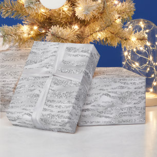 Papier Cadeau Parties scintillant Zebra Gris Argent