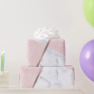 Papier Cadeau Parties scintillantes roses girly élégantes d'or
