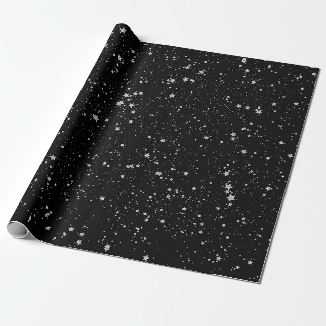 Papier Cadeau Parties scintillantes Stars2 - Noir argenté (Déroulé)