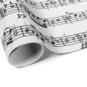 Papier Cadeau Partition Sur Bois Blanchi