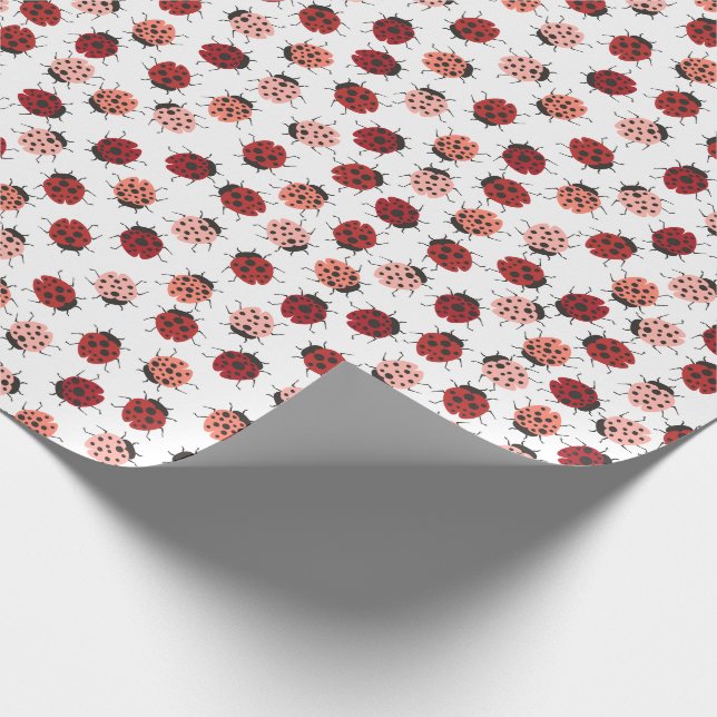 Papier Cadeau Partout coccinelles rose et rouge (Coin)