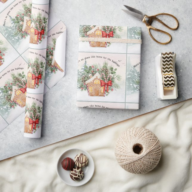 Papier Cadeau Pas de place comme chez soi | Maison de pain d'épi (Artisanat)