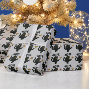 Papier Cadeau Pas De Rois En Amérique Chat Noir Drôle Kicking Cr