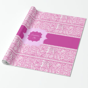 Papier Cadeau Passion de Paisley - rose (henné) (monogramme)