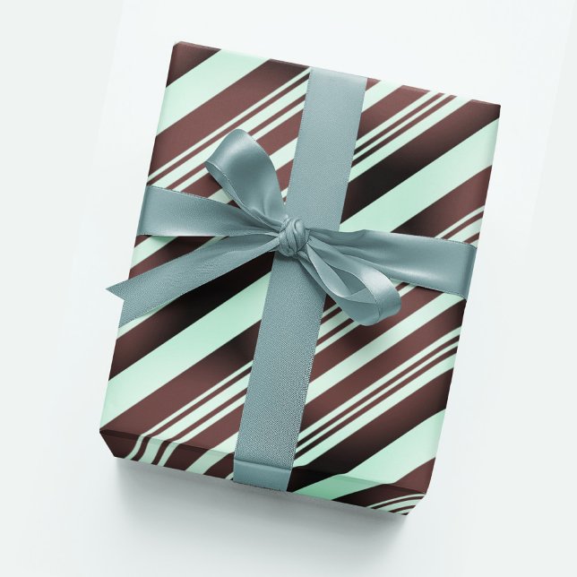Papier Cadeau Pastel Baby Blue Espresso Brown Stripe Modern Boho (Créateur téléchargé)