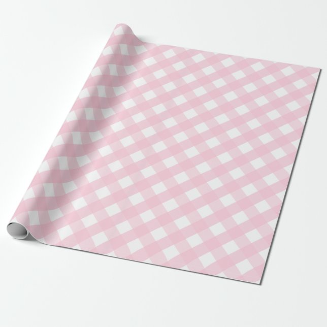 Papier Cadeau Pastel Baby Soft rose et blanc chèque cadeau Plaid (Déroulé)