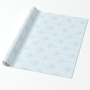 Papier Cadeau Pastel Blue And White Floral Pattern