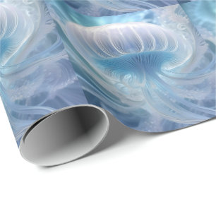 Papier Cadeau Pastel Blue Jellyfish Fractal Art Under the Sea,