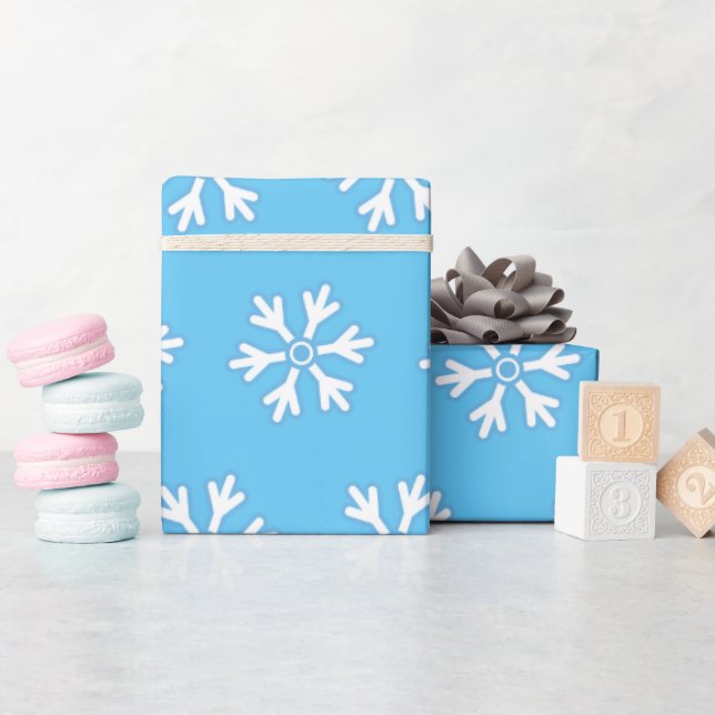 Papier Cadeau Pastel Blue White Snowflake Minimal (Baby Shower)