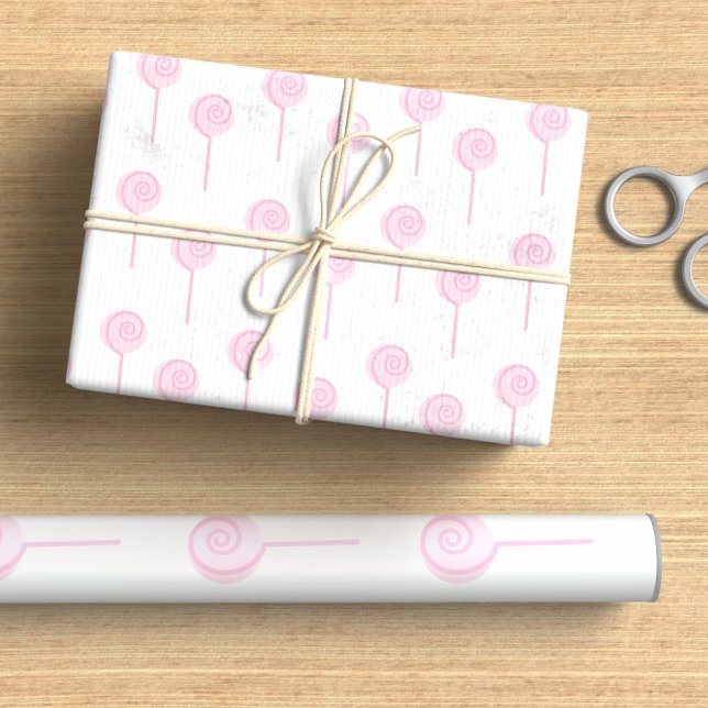 Papier Cadeau Pastel Blush Pink Lollipop Cute (Créateur téléchargé)