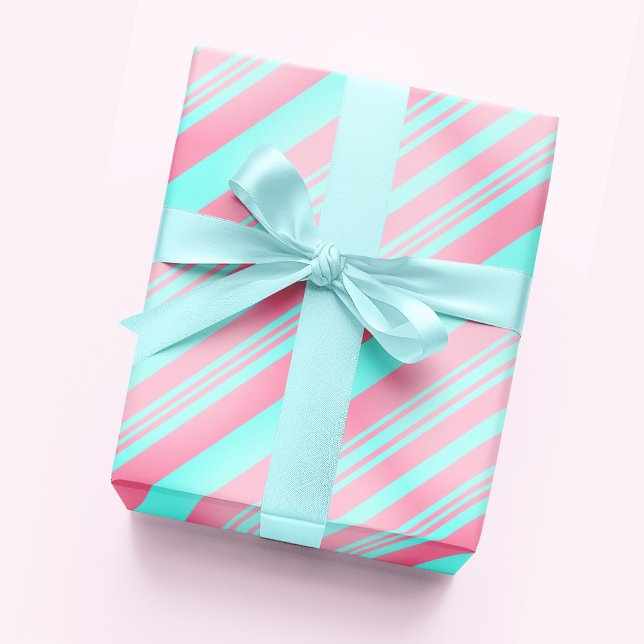 Papier Cadeau Pastel Blush rose et Bébé Bleu rayures (Créateur téléchargé)