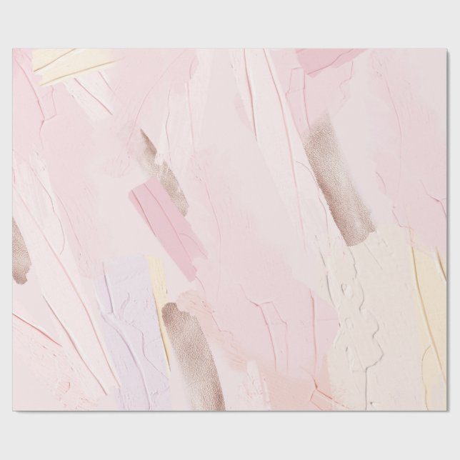 Papier Cadeau Pastel Blush rose et crème Paint Splash (Plat)