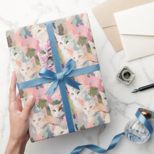 Papier Cadeau Pastel Cats Motif coloré
