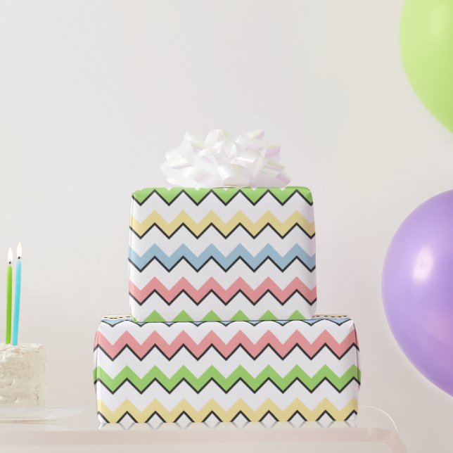 Papier Cadeau Pastel Chevron-Drop Shadow par Shirley Taylor (Cadeaux de fête)