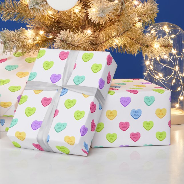 Papier Cadeau Pastel Coeurs de bonbons Saint Valentin (Vacances)