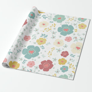 Papier Cadeau Pastel Colors Joli Fleurs colorées Motif