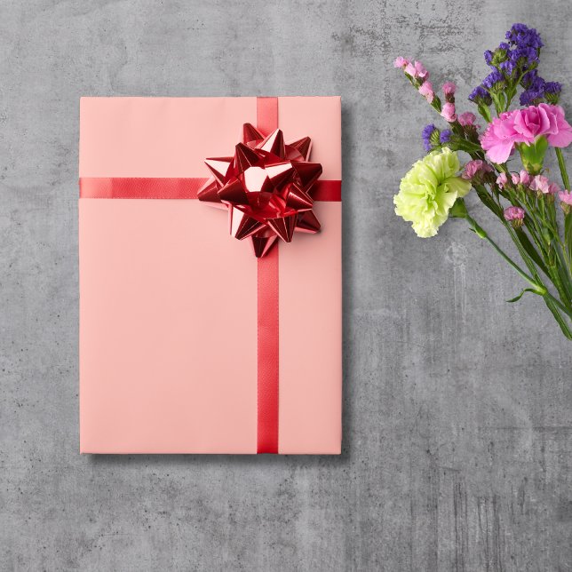 Papier Cadeau Pastel Coral Reef couleur unie | Classic Elegant (Créateur téléchargé)