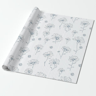 Papier Cadeau Pastel Daisy Line Art Stripe (2)