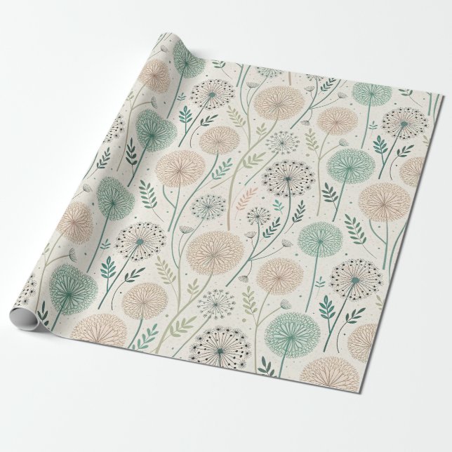 Papier Cadeau Pastel Dandelion Dreams - Flore lunaire (2) (Déroulé)