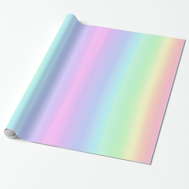 Papier Cadeau Pastel doux arc-en-ciel Dégradé esthétique (Déroulé)