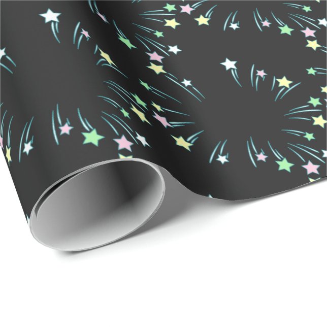 Papier Cadeau Pastel Fireworks Stars Envelopper papier (Coin rond)